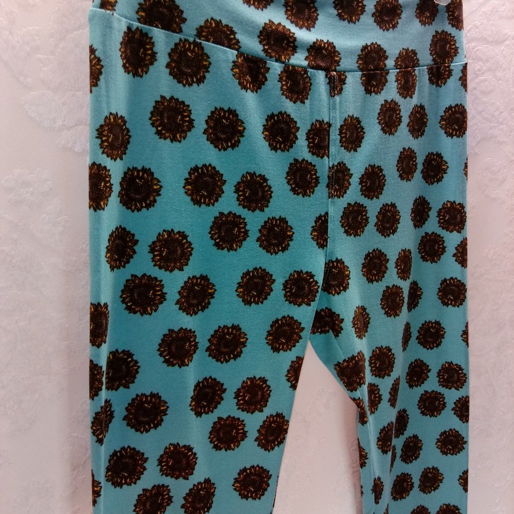 LuLaRoe bold Sunflower & blue workout leggings